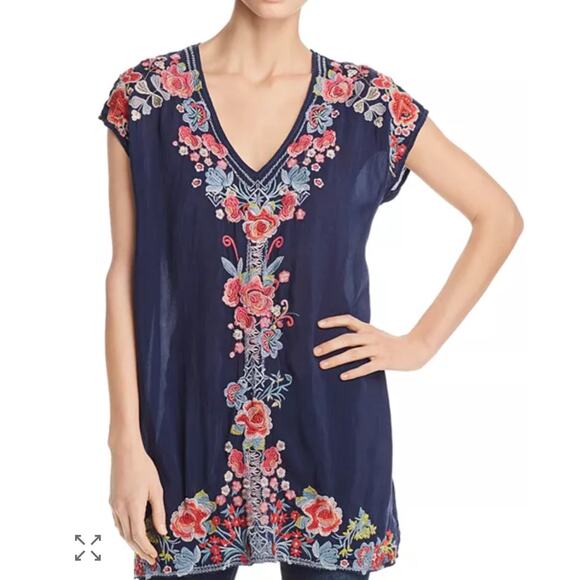 Johnny Was Pari Embroidered Tunic Top - Picture 1 of 6